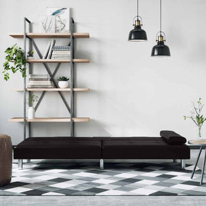 vidaXL Canapé-lit avec porte-gobelets Similicuir Noir