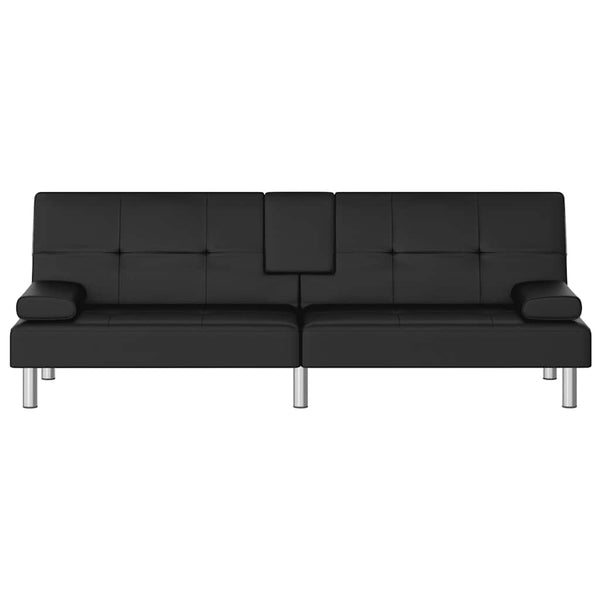 vidaXL Canapé-lit avec porte-gobelets Similicuir Noir