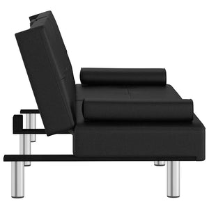vidaXL Canapé-lit avec porte-gobelets Similicuir Noir
