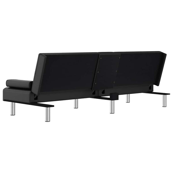 vidaXL Canapé-lit avec porte-gobelets Similicuir Noir