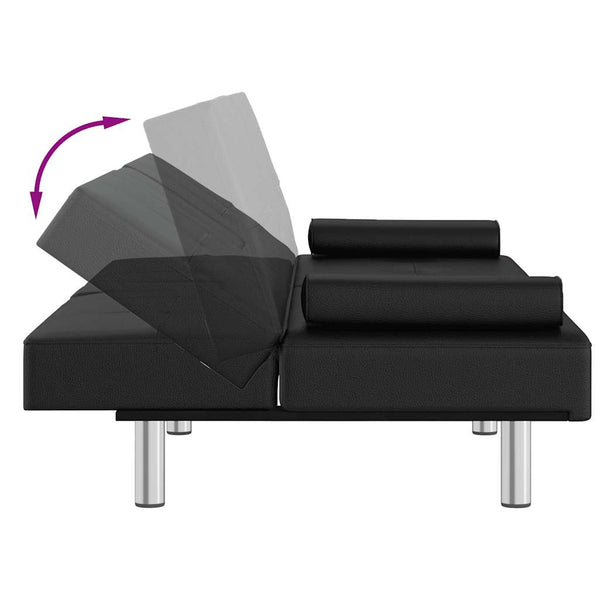 vidaXL Canapé-lit avec porte-gobelets Similicuir Noir