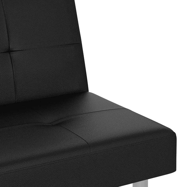 vidaXL Canapé-lit avec porte-gobelets Similicuir Noir