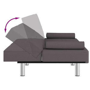 Schlafsofa Grau Kunstleder mit Getränkehaltern