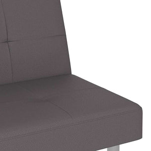 Schlafsofa Grau Kunstleder mit Getränkehaltern