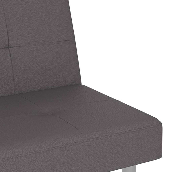 Schlafsofa Grau Kunstleder mit Getränkehaltern