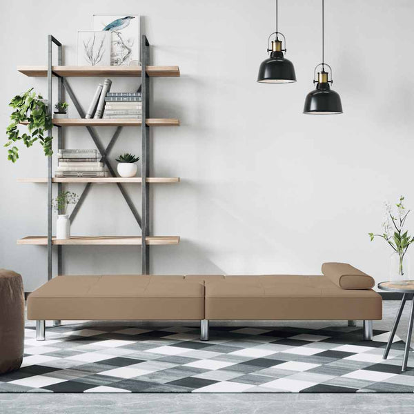 Schlafsofa Cappuccino Kunstleder mit Getränkehaltern