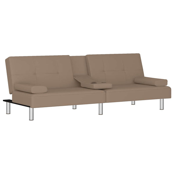 Schlafsofa Cappuccino Kunstleder mit Getränkehaltern