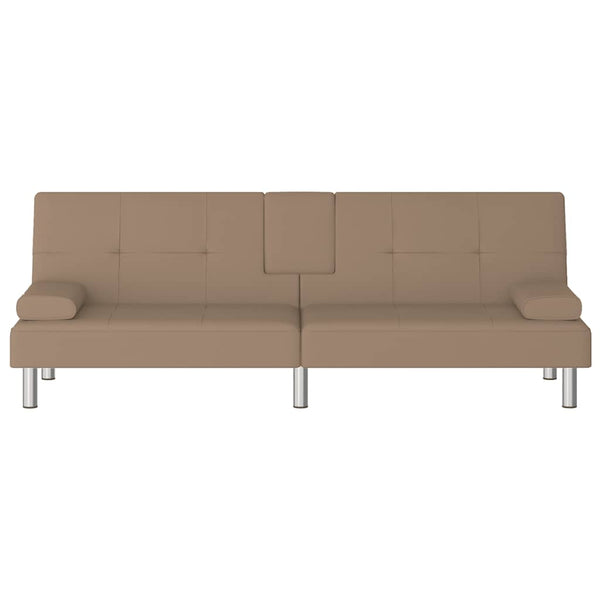 Schlafsofa Cappuccino Kunstleder mit Getränkehaltern