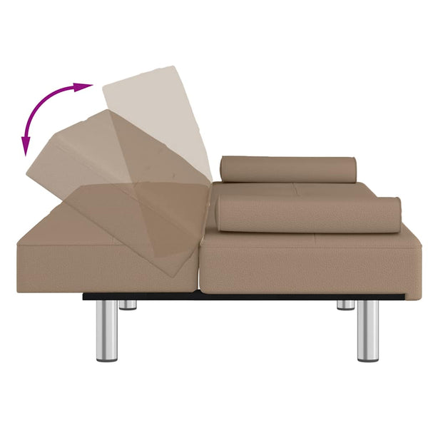 Schlafsofa Cappuccino Kunstleder mit Getränkehaltern