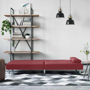 Rotes Schlafsofa Kunstleder mit Getränkehaltern