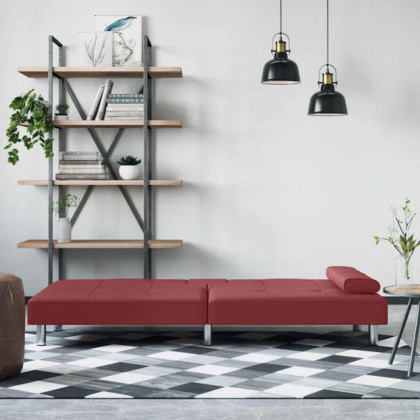 Rotes Schlafsofa Kunstleder mit Getränkehaltern