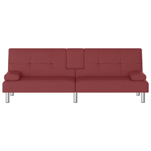Rotes Schlafsofa Kunstleder mit Getränkehaltern