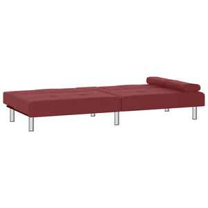 Rotes Schlafsofa Kunstleder mit Getränkehaltern