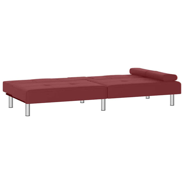 Rotes Schlafsofa Kunstleder mit Getränkehaltern