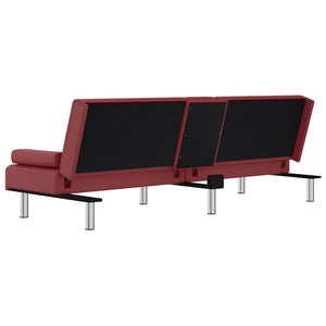Rotes Schlafsofa Kunstleder mit Getränkehaltern