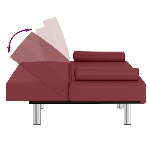 Rotes Schlafsofa Kunstleder mit Getränkehaltern