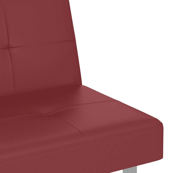 Rotes Schlafsofa Kunstleder mit Getränkehaltern
