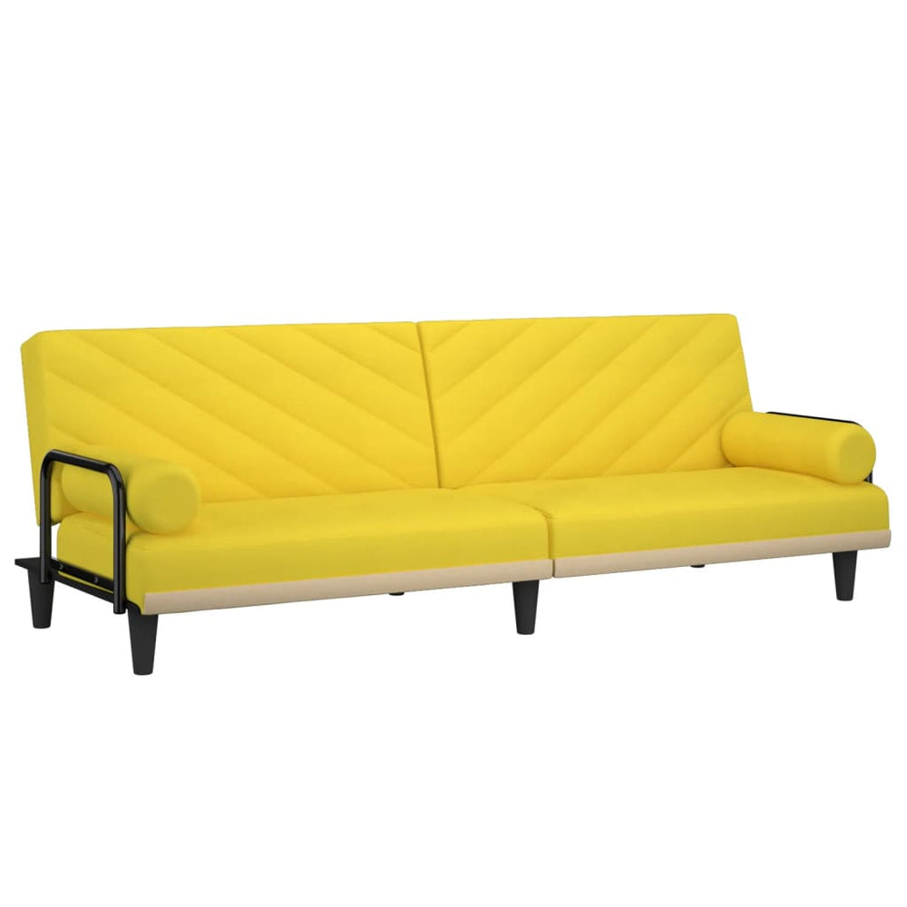 Hellgelbes Schlafsofa mit Armlehnen