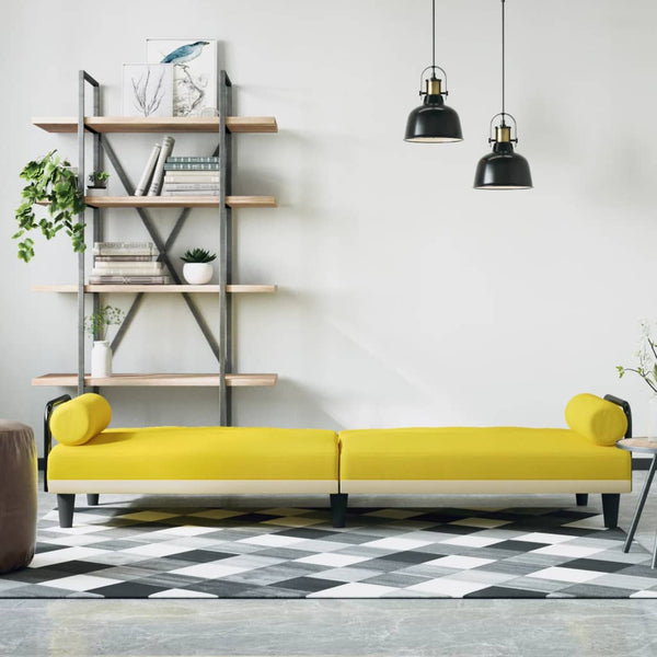Hellgelbes Schlafsofa mit Armlehnen
