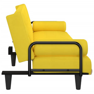 Hellgelbes Schlafsofa mit Armlehnen