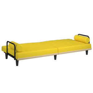 Hellgelbes Schlafsofa mit Armlehnen