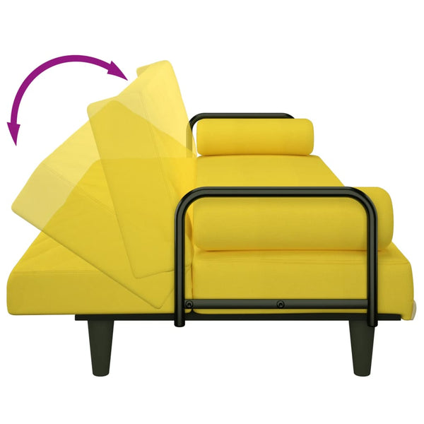 Hellgelbes Schlafsofa mit Armlehnen