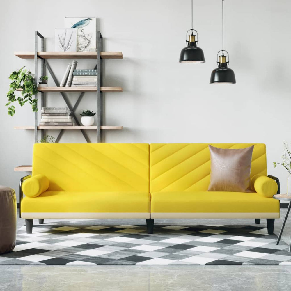 Hellgelbes Schlafsofa mit Armlehnen