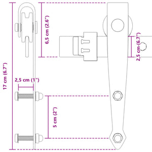 Mini Schiebetürbeschlag Set 122cm