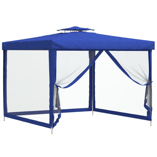Blauer Pavillon mit Doppeldach 3x3 m