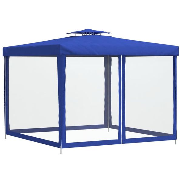 Blauer Pavillon mit Doppeldach 3x3 m