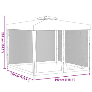 Blauer Pavillon mit Doppeldach 3x3 m