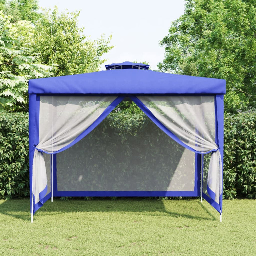 Blauer Pavillon mit Doppeldach 3x3 m