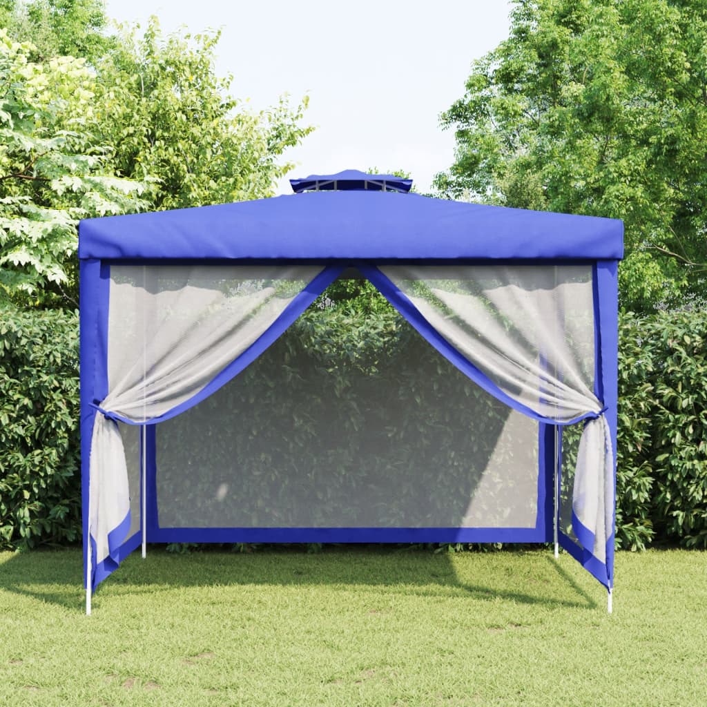 Blauer Pavillon mit Doppeldach 3x3 m