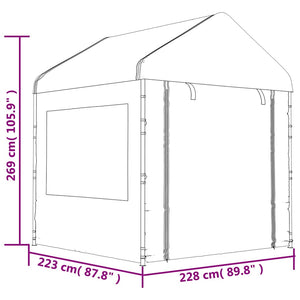 Pavillon Weiß 2,28x2,23 m mit Dach