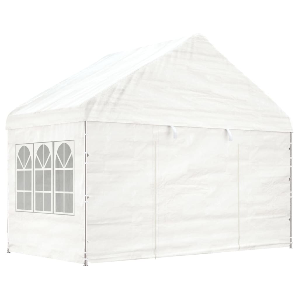 vidaXL Pavillon avec toit Blanc 4,08x2,23x3,22 m Polyéthylène