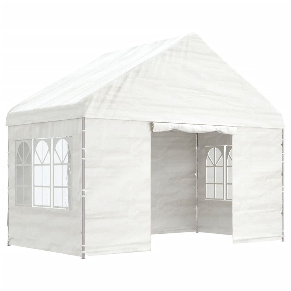 Weißer Pavillon mit Dach 4,08x2,23x3,22 m