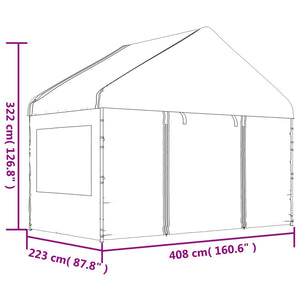 vidaXL Pavillon avec toit Blanc 4,08x2,23x3,22 m Polyéthylène