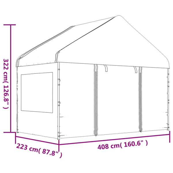 vidaXL Pavillon avec toit Blanc 4,08x2,23x3,22 m Polyéthylène