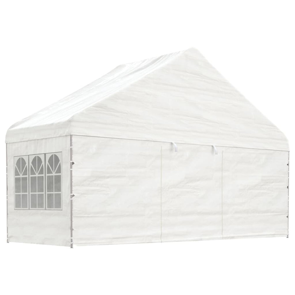 Pavillon Weiß mit Dach 5,88x2,23x3,75 m