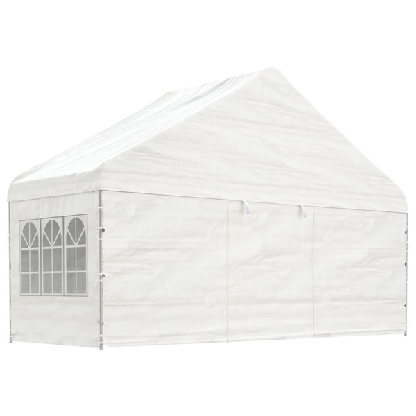 vidaXL Pavillon avec toit Blanc 5,88x2,23x3,75 m Polyéthylène
