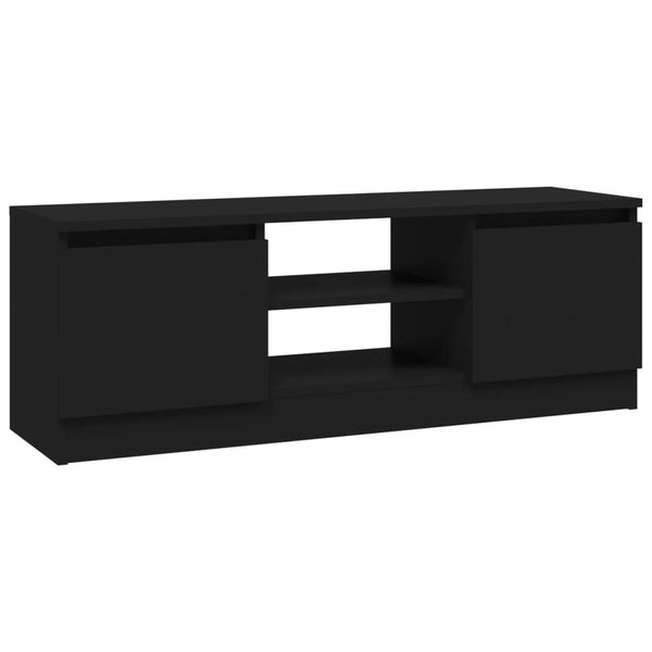 Schwarzer TV-Schrank mit Tür 102 cm