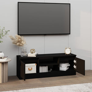 Schwarzer TV-Schrank mit Tür 102 cm