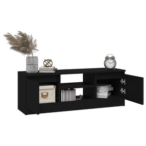 Schwarzer TV-Schrank mit Tür 102 cm