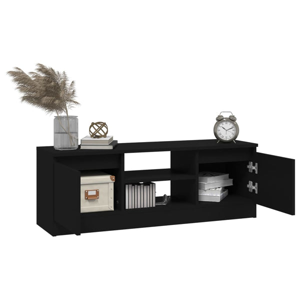 Schwarzer TV-Schrank mit Tür 102 cm