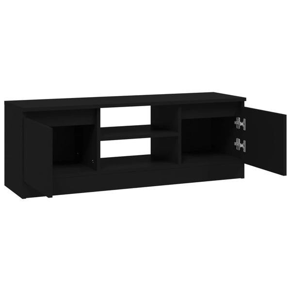 Schwarzer TV-Schrank mit Tür 102 cm