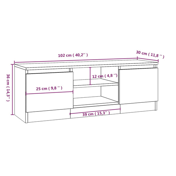 Schwarzer TV-Schrank mit Tür 102 cm
