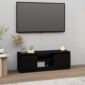 Schwarzer TV-Schrank mit Tür 102 cm