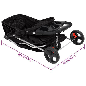 Hundewagen Faltbar Schwarz 80x46x98 cm Oxford-Gewebe
