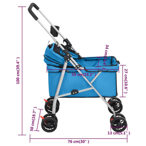 Hundewagen Faltbar Blau 76x50x100 cm Oxford-Gewebe