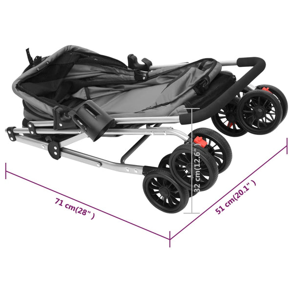 Hundewagen Faltbar Grau 76x50x100 cm Oxford-Gewebe